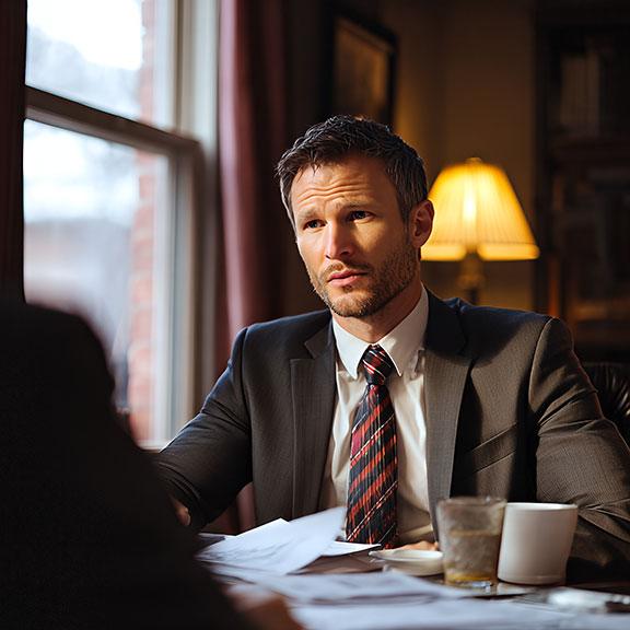 Lawyer meeting with client