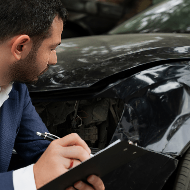 Person taking notes of the car crash