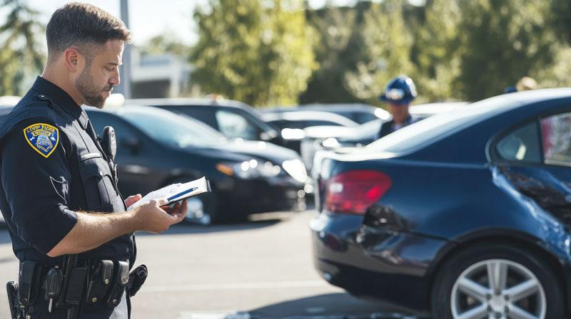 Police writing a report of a car accident