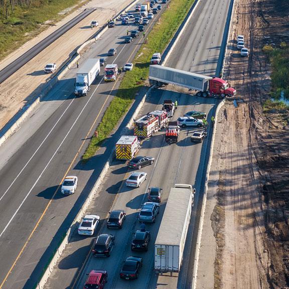 Car accident on the a highway near Ocala